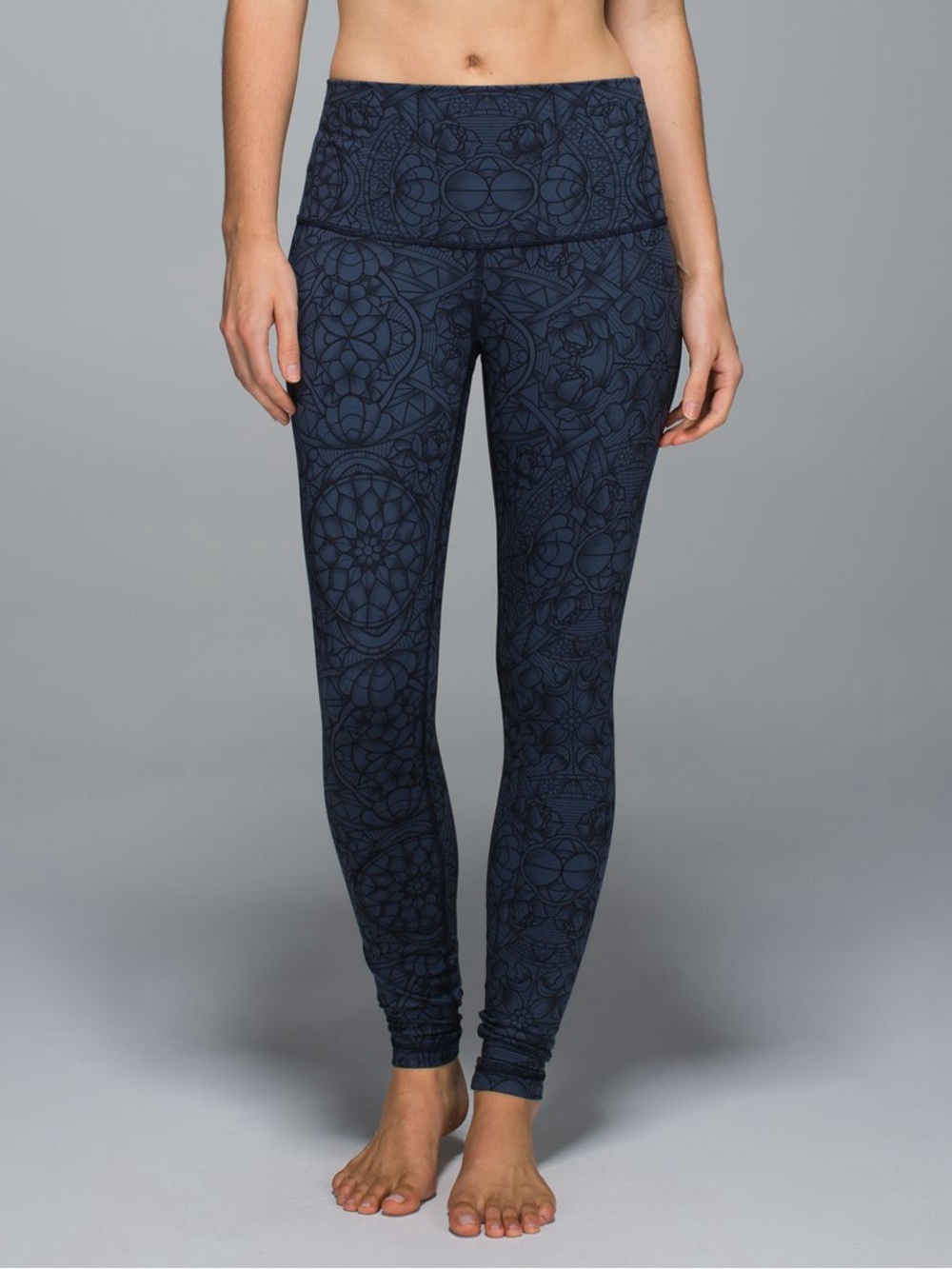 Lululemon Wunder Under Pant Full-On Luon Roll Down Prisma Inkwell Black size 6